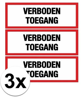 Shoppartners 3x verboden toegang sticker - 14,8 x 10,5 cm - toegangsverbod stickers