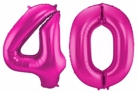 Shoppartners 40 jaar verjaardag - Folie ballon cijfers - roze - 88 cm - versiering