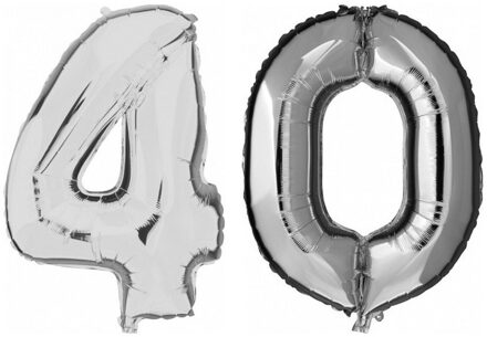 Shoppartners 40 jaar zilveren folie ballonnen 88 cm leeftijd/cijfer
