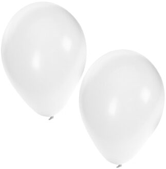 Shoppartners 45x stuks grote witte party ballonnen - 27 cm - ballon wit voor lucht of helium - Feestartikelen/versiering