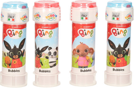 Shoppartners 4x Bing konijn bellenblaas flesjes met bal spelletje in dop 60 ml voor kinderen