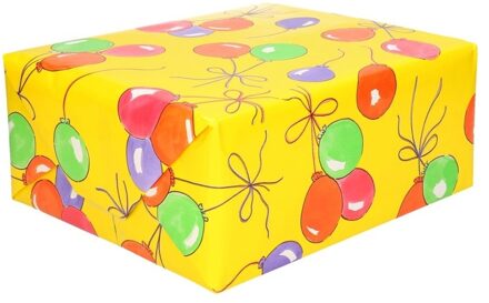 Shoppartners 4x rollen inpakpapier/cadeaupapier met ballonnen 200 x 70 cm op rol