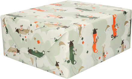 Shoppartners 4x Rollen inpakpapier/cadeaupapier Sinterklaas thema vliegtuigjes blauw/grijs 300 x 70 cm