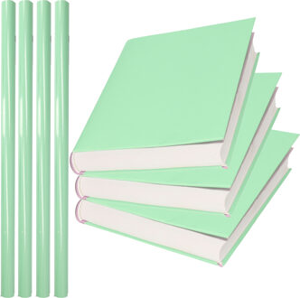 Shoppartners 4x Rollen kadopapier / schoolboeken kaftpapier pastel groen 200 x 70 cm