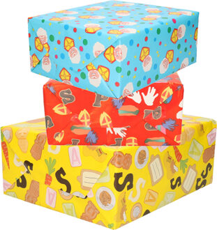Shoppartners 4x rollen Sinterklaas inpakpapier/cadeaupapier 200 x 70 cm op rol