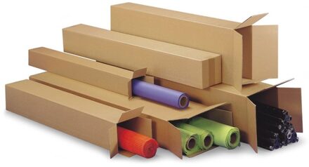 Shoppartners 4x stuks lange Teckelbox dozen 80 x 10 x 10 cm - Kartonnen verzenddozen - Hobby knutselspullen