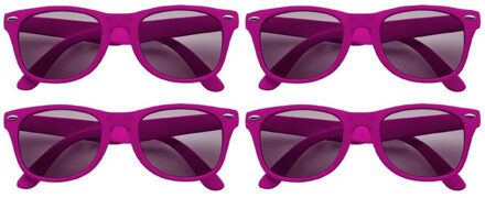 Shoppartners 4x stuks zonnebril fuchsia roze plastic montuur voor volwassenen