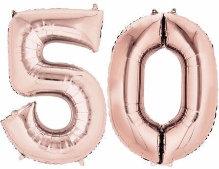 Shoppartners 50 jaar versiering cijfer ballon rose goud Roze