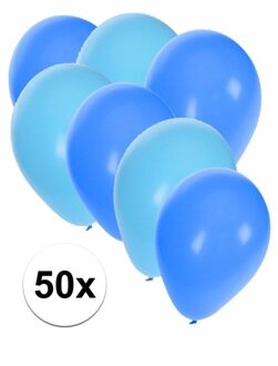 Shoppartners 50x blauwe en lichtblauwe ballonnen - Ballonnen Multikleur