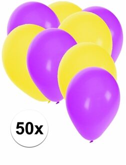 Shoppartners 50x gele en paarse ballonnen - Ballonnen Multikleur