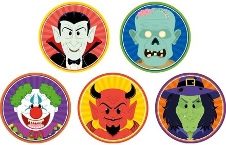 Shoppartners 50x Horror/Halloween versiering/decoratie bierviltjes clown/duivel/heks/vampier/zombie van karton