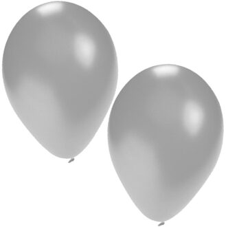 Shoppartners 50x stuks zilveren ballonnen - 27 cm - ballonnen zilver voor helium of lucht - Feestartikelen/versiering