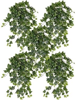 Shoppartners 5x Groene/witte Hedera Helix/klimop kunstplant 65 cm voor buiten