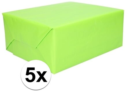 Shoppartners 5x Kadopapier lime groen 200 x 70 cm op rol