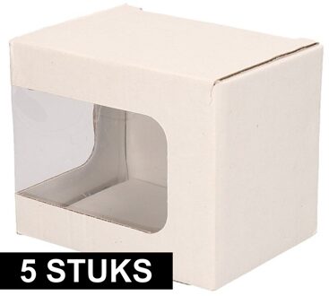 Shoppartners 5x Mok opbergen doosje met venster - mokkendoosjes