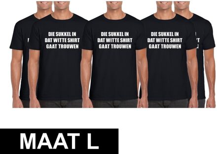 Shoppartners 5x Vrijgezellenfeest Die sukkel gaat trouwen shirt  heren Maat L