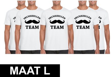 Shoppartners 5x Vrijgezellenfeest Team t-shirt wit heren Maat L