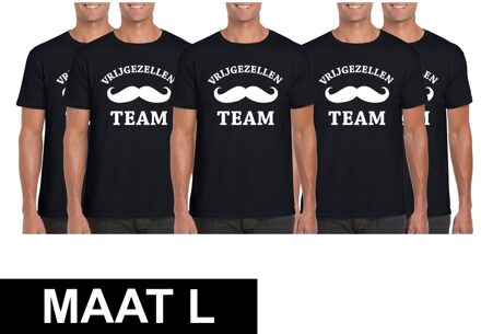 Shoppartners 5x Vrijgezellenfeest Team t-shirt zwart heren Maat L
