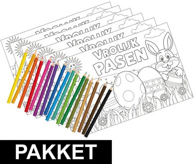 Shoppartners 6 Pasen kleurplaten placemats inclusief kleurpotloden