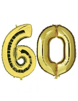 Shoppartners 60 jaar verjaardag - Folie ballon cijfers - goud - 88 cm - versiering Goudkleurig