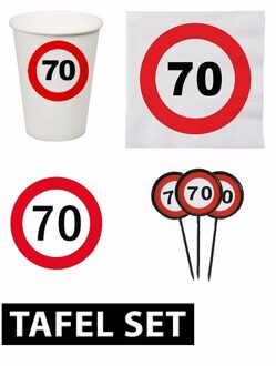 Shoppartners 70 jaar tafel versiering pakket verkeersbord Multi