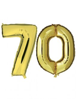 Shoppartners 70 jaar verjaardag - Folie ballon cijfers - goud - 88 cm - versiering Goudkleurig