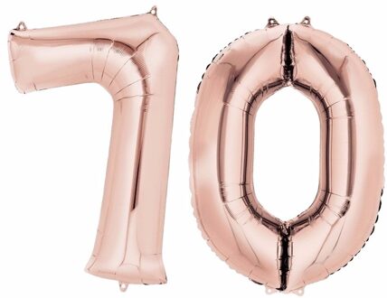 Shoppartners 70 jaar verjaardag - Folie ballon cijfers - rose goud - 88 cm - versiering
