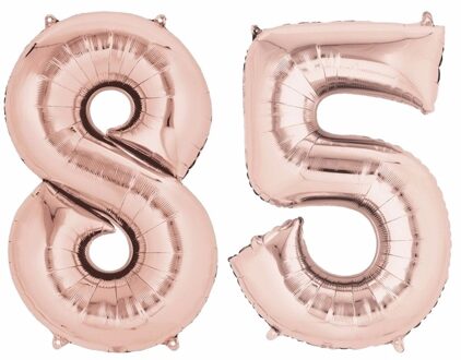 Shoppartners 85 jaar verjaardag - Folie ballon cijfers - rose goud - 88 cm - versiering Roze