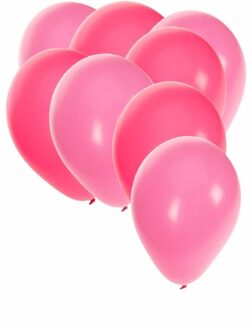 Shoppartners 90x stuks party ballonnen - 27 cm -  roze / lichtroze - Feestartikelen/versiering