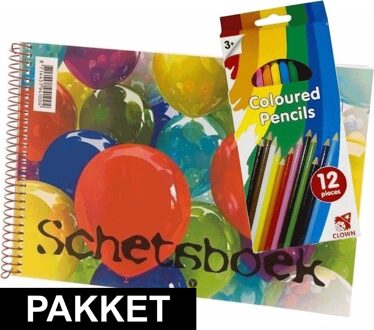 Shoppartners A4 schetsboek inclusief kleurpotloden Multi
