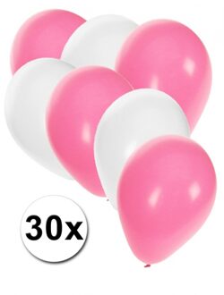 Shoppartners Ballonnen wit en baby roze 30x