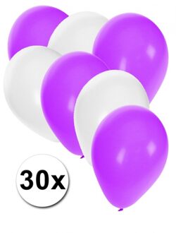 Shoppartners Ballonnen wit en paars 30x