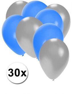 Shoppartners Ballonnen zilver en blauw 30x