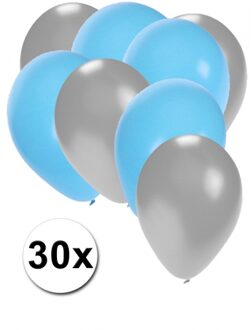 Shoppartners Ballonnen zilver en lichtblauw 30x