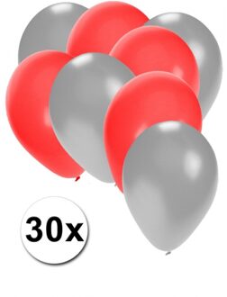 Shoppartners Ballonnen zilver en rood 30x