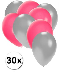 Shoppartners Ballonnen zilver en roze 30x