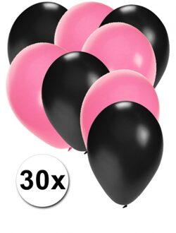 Shoppartners Ballonnen zwart en lichtroze 30x