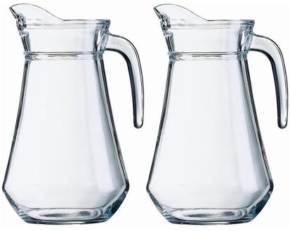 Shoppartners Bellatio Decorations Schenkkan - 2x - Limonade - karaf - van glas - 1,6 liter - 24 x 14 cm