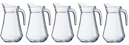Shoppartners Bellatio Decorations Schenkkan - 5x - Limonade - karaf - van glas - 1,6 liter - 24 x 14 cm