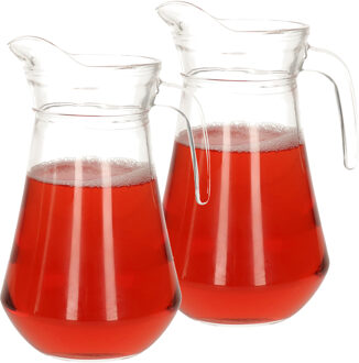 Shoppartners Bellatio Decorations Schenkkan - Set van 2x stuks - Limonade - karaf - van glas - 1,6 liter - 24 x 1