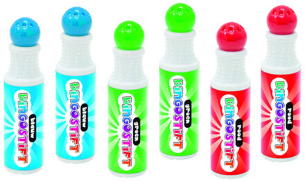 Shoppartners Bingo stiften/markers - 6x - Blauw - Groen - Rood - Bingo Dabbers