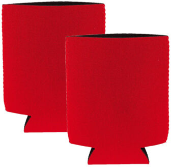 Shoppartners Blikjes koeler - 2x - koelhoud hoesje - bierblik hoesje - rood - Frisdrank/bier blikjes koel houden