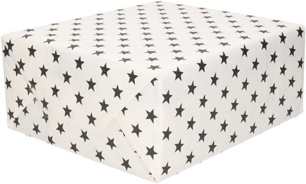 Shoppartners Cadeaupapier - 5x stuks - wit met hartjes - 150 x 70 cm - inpakpapier - rol kadopapier - Valentijn