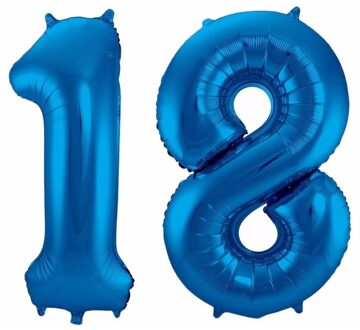 Shoppartners Cijfer 18 ballon blauw 86 cm
