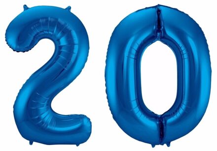 Shoppartners Cijfer 20 ballon blauw 86 cm