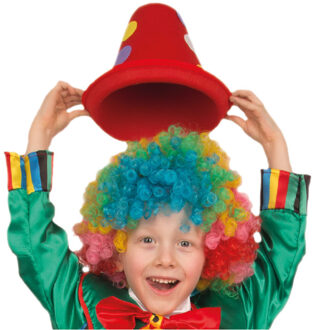 Shoppartners Clown verkleed set voor kinderen - pruik met hoedje rood - Carnaval