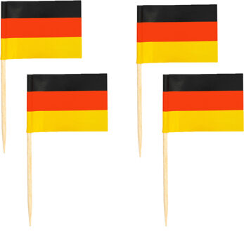 Shoppartners Cocktailprikkers Duitsland mini vlaggetjes - 200x stuks - versiering en feestartikelen - 8 cm