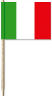 Shoppartners Cocktailprikkers vlaggetjes Italie - 150x stuks - Italiaanse vlag feestartikelen/versieringen