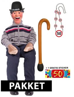 Shoppartners Compleet Abraham pop pakket - Tuinpop - 6 delig - 50 jaar geworden