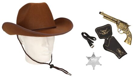 Shoppartners Cowboy accessoire set bruin voor volwassenen